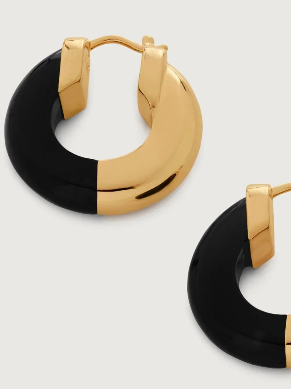 Monica Vinader Kate Young Half Gemstone Small Hoop Earrings Minimalist Gift - Picture 3 of 8
